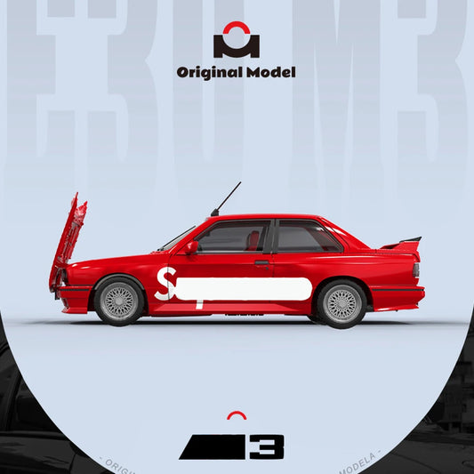 OM 1/64 E30 Red Painted Small-Scale Simulation Alloy Car Model