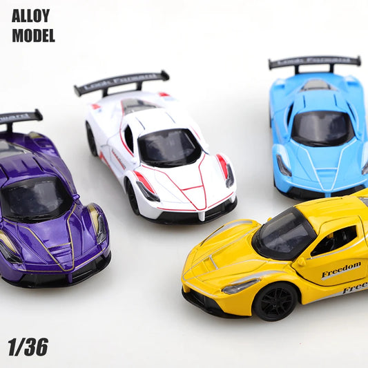 1.36 Alloy SF Track Style Pullback Car, Simulation Supercar Pullback Alloy Car, Alloy Toy Car, Children's Toy.