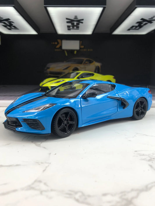 1:24 Simulation Zinc Alloy Chevrolet Corvette Stingray Coupe 2020 Model Car, Static Ornament, Metal Collectible Gift Car