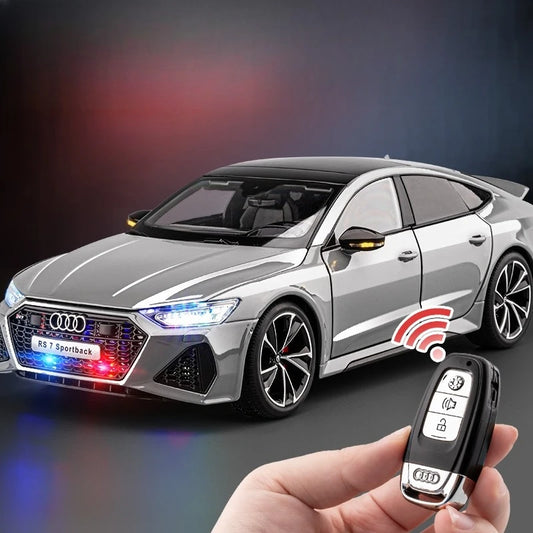 1:18 RS7 Sportback With Remote Key Alloy Diecast Toy Vehicles Metal Car Model Sound Light Kids Toys Collection Gift