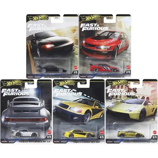 Hot Wheels Premium 2025 HNW46-M Fast & Furious,Lancer Evolution Honda Civic Porsche 911,1:64 Die-Cast Car Model Toys for Kids