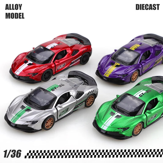 Bagged 1.36 Alloy SF90 Pullback Racing Car, racetrack colors