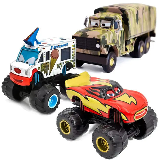 Pixar Cars 2 3 Wrestler Mater And Lightning Mcqueen Racing Series Metal Alloy Vehicle Toys