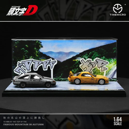 1:64 AE86& RX-7 Cartoon Edition Metal Model Car for Collection & Display KAWII