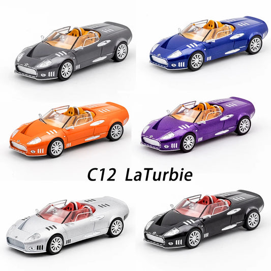 DCT 1/64 Spyker C12 Model Sports Car Vintage Cars JDM Vehicle Diecast Car Collection Toy Station Vehicle