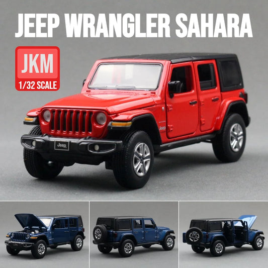 1/32 Jeep Wrangler Sahara JKM Diecast Metal Miniature SUV Off-Road Model