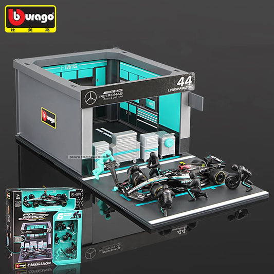 Bburago 1:43 2024 Red Bull RB20 Ferrari SF24 Mercedes W15 McLaren MCL38 DIY Pit Stop alloy luxury car die cast car model toy