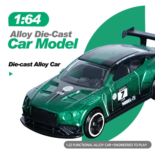 1:64 Scale Green Alloy Racing Car Model Toy, Display Box Available for Purchase, Exquisite Die-Casting Craftsmanship, High Fidelity to the Appearance of a Supercar, Cool and Stylish, Detailed and Refined, Perfect for Car Enth