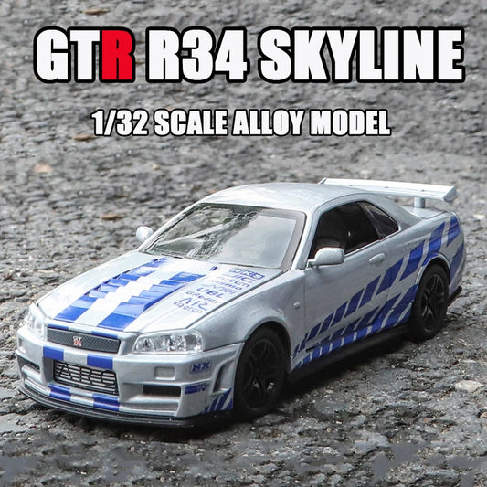 1:32 GTR R34 Skyline Fast Alloy Simulation Car Model Diecasts & Toy Vehicles And Furious Cars Decoration Toys