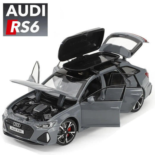 1/32 Audi RS6 Toy Car Model with Sound Light Doors Opened Alloy Diecast Model Vehicle